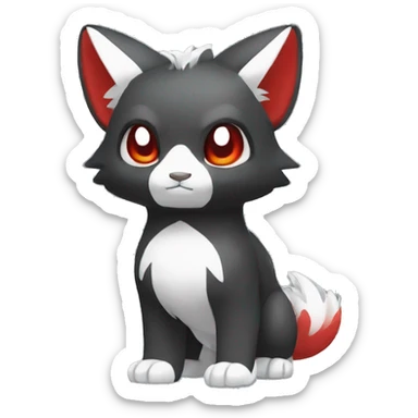 Cute cool black red white animal hybrid Fakemon full body sticker