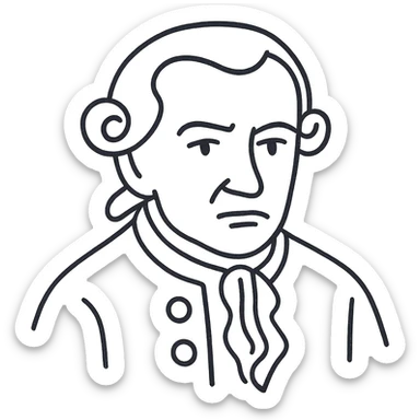Refine the hand-drawn sketchy outline portrait of Immanuel Kant by removing some strokes to make it less fuzzy. Ensure the image contains no text or name, keep it only outlines with no fill and no background. sticker