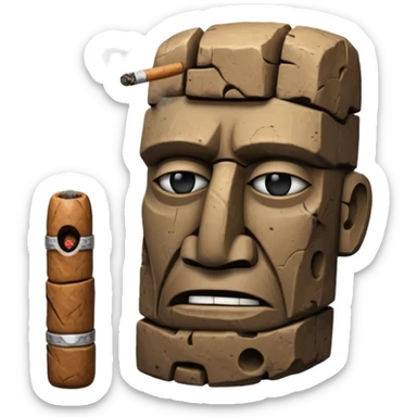 Blocky Easter island head smoking cigar sticker