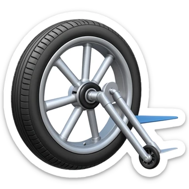 Emoji-style aircraft landing gear with a single wheel and strut, simplified design, clean lines, cartoon-like, isolated on white background, minimal shading sticker