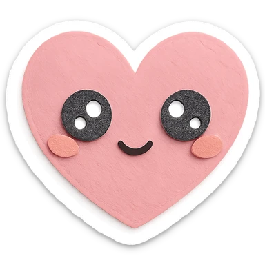 kawaii chibi pink heart character with big sparkling eyes, soft pastel colors, no arms, no legs, full body sticker