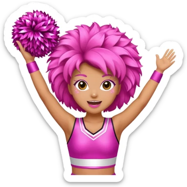 football cheerleader, big cheering pom, pink and twinkle sticker