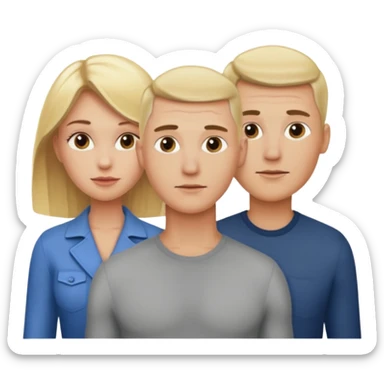 Two blonde women and a man with skin head  sticker