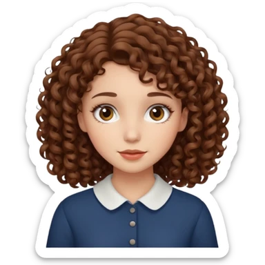 fun cute loud popular pretty girl modest curly brown hair sticker
