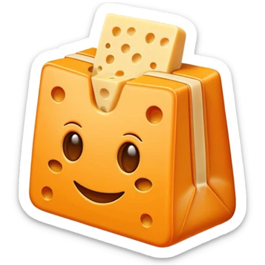 Emoji minimalista de una bolsa naranja de Cheese Tris estilo caricatura, con algunos palitos de queso visibles y líneas simples tipo emoji sticker