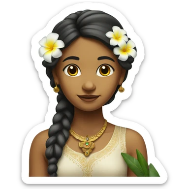 Indian girl with one plumeria  in hair sticker