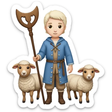 White hispánica Myself at Shepherd clothes with shepherd staff with sheep sticker