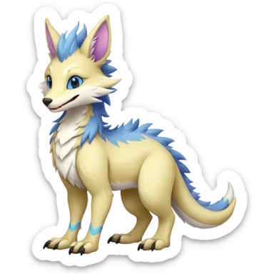 Feral Rare Fantasy cute pastel Vernid-Sergal-animal-creature-hybrid by LiLaiRa, markings, tufted ears, full body sticker