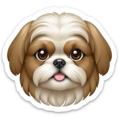 Cinematic Noble Shih Tzu Portrait Emoji, Poised and elegant, with a luxurious, flowing fur in refined muted tones, delicate features and wise, gentle eyes, simplified yet meticulously detailed, glowing with a soft, regal radiance, high shine, exuding quiet dignity and timeless charm, soft glowing outline, capturing the essence of a noble Shih Tzu that epitomizes refined poise! sticker