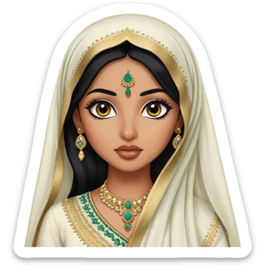 arabian nose, pretty lips, pakistani clothes, dupatta, dark skin, long black hair, pretty bratz baddie, black eyeliner sticker
