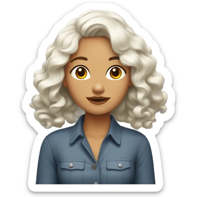 femme peau blanche, cheveux mi-long brun ondulés sticker