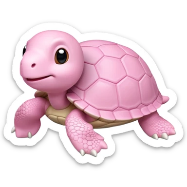 light pink turtle, cute, adorable, looks like a stuffed animal with no details in skin, similar to the 3D emoji version sticker