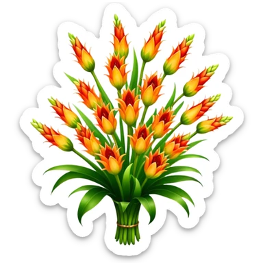big bouquet Torch Lily flower, luxuriant, stem, leaf sticker
