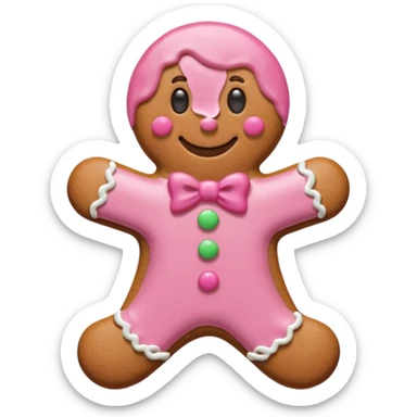 Gingerbread man in pink sticker