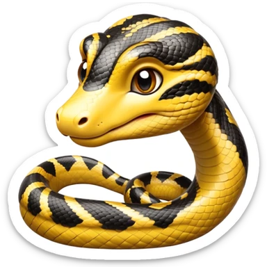 cinematic-cute-anaconda-portrait-emoji,-head-tilted-playfully-and-inquisitively,-with-a-sleek,-shimmering-body-adorned-with-detailed-scale-sriped patterns-and-round,-sparkling-eyes-full-of-wonder,-simplified-yet-irresistibly-adorable-features sticker