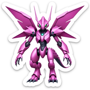  Cool Edgy Shiny Futuristic Ethereal Legendary Digimon-Genesect-Palkia-hybrid full body sticker