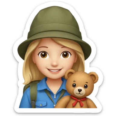 A Feminine Teddy bear camping sticker