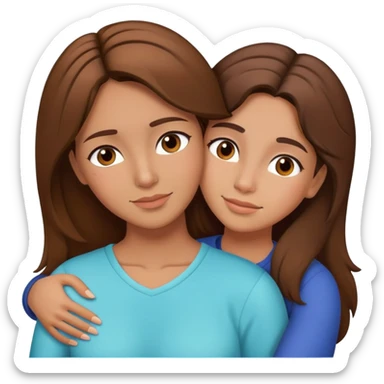Hispanic mother and teen daughter brown hair hugging sticker