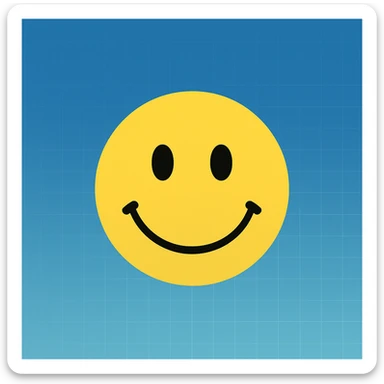 Frame 4: Background is mostly gradient, blue tint increasing, first faint grid lines appear, smiley face unchanged sticker