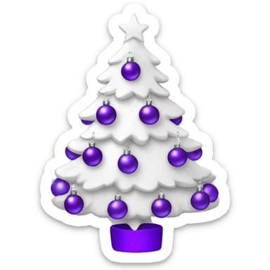 White Christmas tree with purple ornaments  sticker