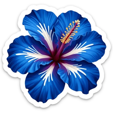 Dark blue flower hibiscus only colour blue and white sticker