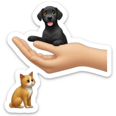 Un chat et un chien qui se serre la patte sticker