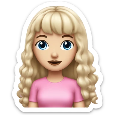 Beautiful Brunette blue eyed white girl with bangs pink outfit and she has a cbd blunt in her hand  sticker