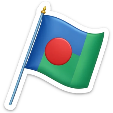 Emoji drapeau gitan bleu en haut vert en bas avec une roue rouge au millieu  sticker