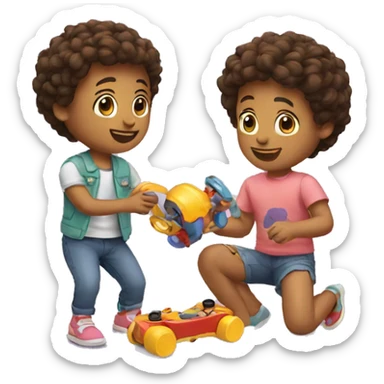 two friends playing with toys sticker