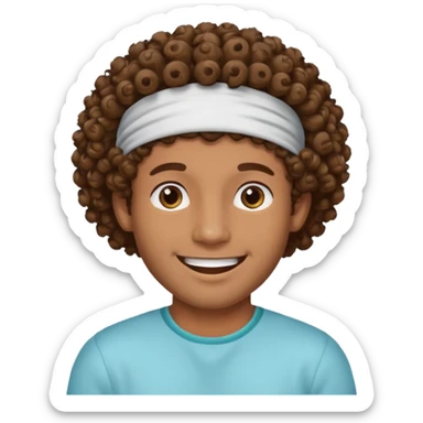 brown curly haired men with hairband sticker