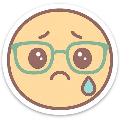 sad nerd emoji with expressive face and glasses sticker