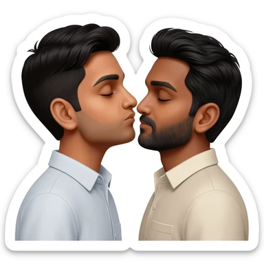 Indian man light skin kissing Indian man brown skin sticker