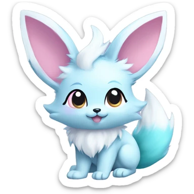 Kawaii Pastel Cotton-Candy-Colored Eeveelution-Cute-fox-Bunny-Pokémon-fusion full body sticker