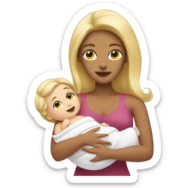 blonde woman holding her newborn sticker