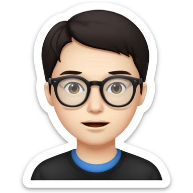 Mute Face but with a wide jaw and wearing glasses sticker