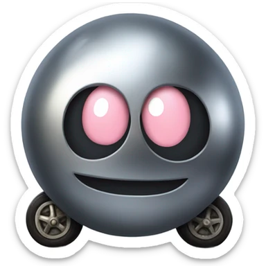Metal cute mad Kirby ball driving on 4 car wheels sticker