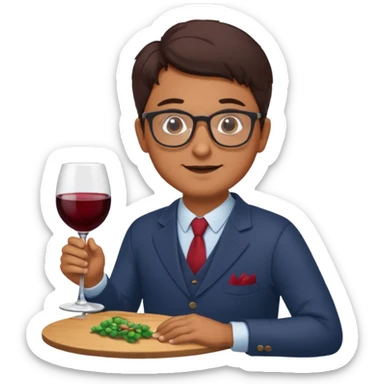 A male Italian accountant who loves red wine fishing movies wears glasses sticker