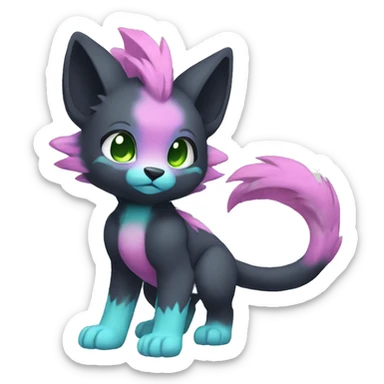 Cute cool black green blue purple pink animal hybrid Fakemon full body sticker