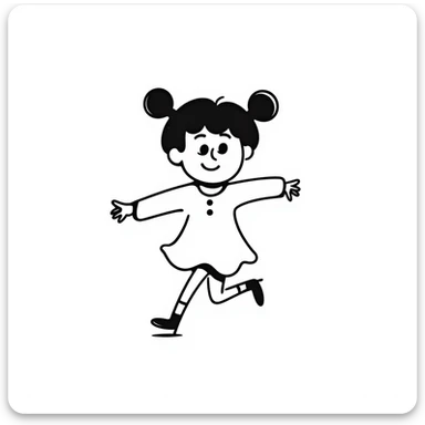 Hand-drawn little girl with pigtails and a cute dress sticker