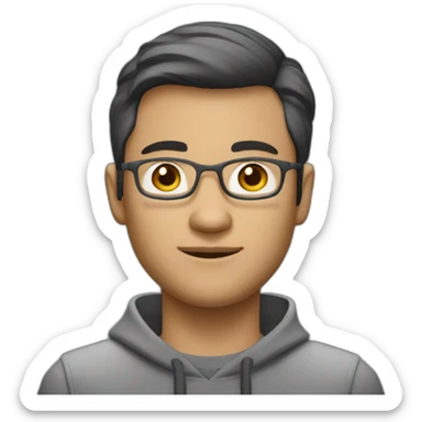dutch/indonesian software engineer guy, around 40 years old but looks younger, very short hair, and hair still dark, light beard sticker