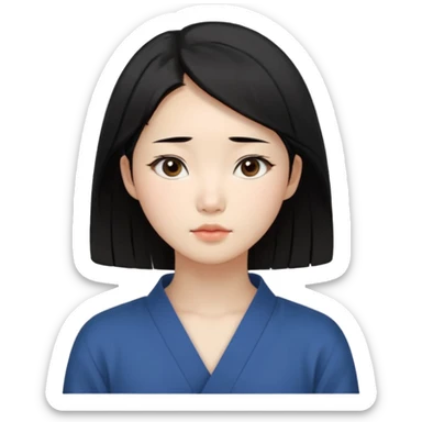 Korean woman, East Asian features,
female human face avatar only,
headshot portrait, face only,
thoughtful and calm expression, sensitive mood,
neutral face, minimal expression,
natural black hair, simple hairstyle,
clean background,
no clothes, no body, no accessories,
no cartoon, no fantas sticker