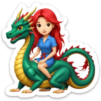  long hair woman on the dragon sticker