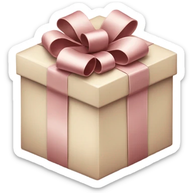 Beige gift box: A sophisticated beige box with a dusty rose bow and matching ribbon, giving it a soft, elegant, and vintage holiday vibe sticker