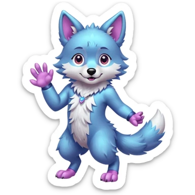 anthropomorphic anthro kawaii cute colorful shiny pastel furry wolf-fursona furry  (2 legs, 2 arms) (full body) (shoulder bust) (half body) sticker