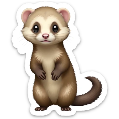 cinematic-[ferret]-realistic-full- long slender body-standing-emoji,-tiny-paws-tucked-close,-head-tilted-dramatically,-fluffy-[sable]-fur,-simplified-yet-realistic-focused-features,-highly-detailed,-glowing-with-an-almost-sarcastic-glow sticker