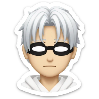 Gojo Satoru Jujutsu Kaisen anime white hair with black round and black eyeband covering both eyes sticker