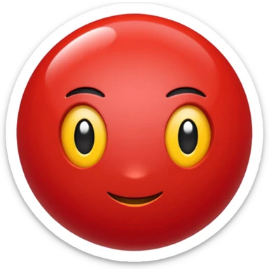 🔴 Parte de cima: vermelha, lisa e brilhante
⚪ Parte de baixo: branca
➖ No meio: uma faixa preta horizontal que divide a bola ao meio
⚪ No centro da faixa: um botão redondo branco (ou cinza claro), que parece um pequeno círculo
Formato: ⚪ Bola perfeitamente redonda sticker