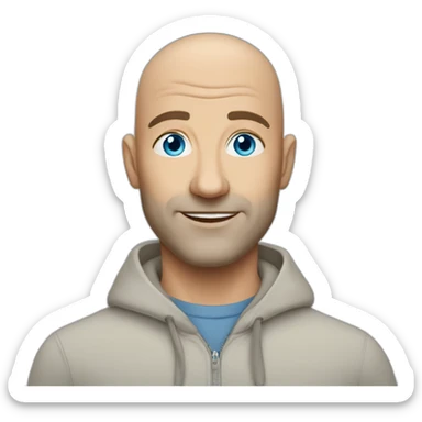 handsome blueeyed bald 50 year old man sticker