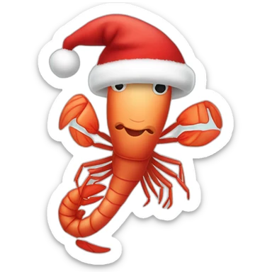 Funny shrimp dressed like santa claus sticker