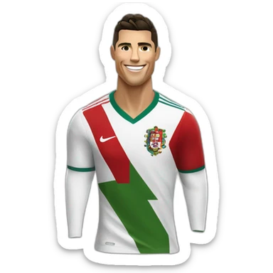 Cristiano Ronaldo haciendo su celebracion de siuuu con la equipacion de portugal sticker